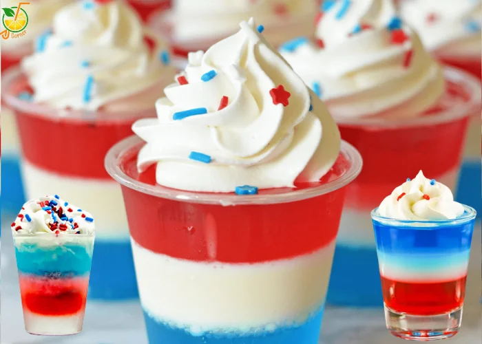 Red White and Blue Shots with Crown Peach