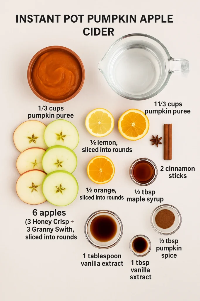 Instant Pot Pumpkin Apple Cider Ingredients