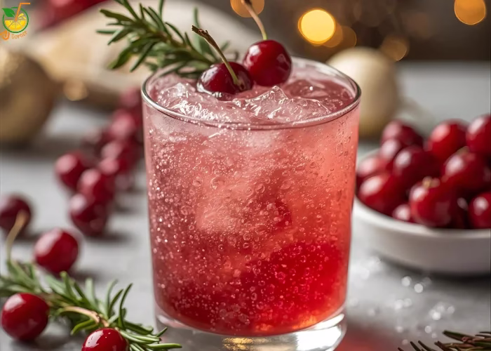 Christmas Cherry Fizz Mocktail