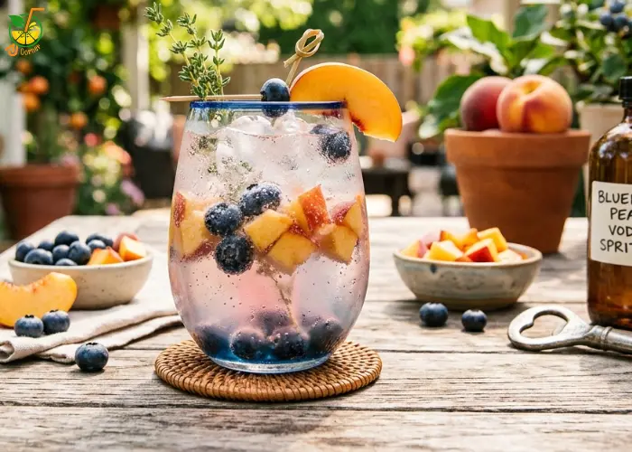 Blueberry and Peach Vodka Spritzer